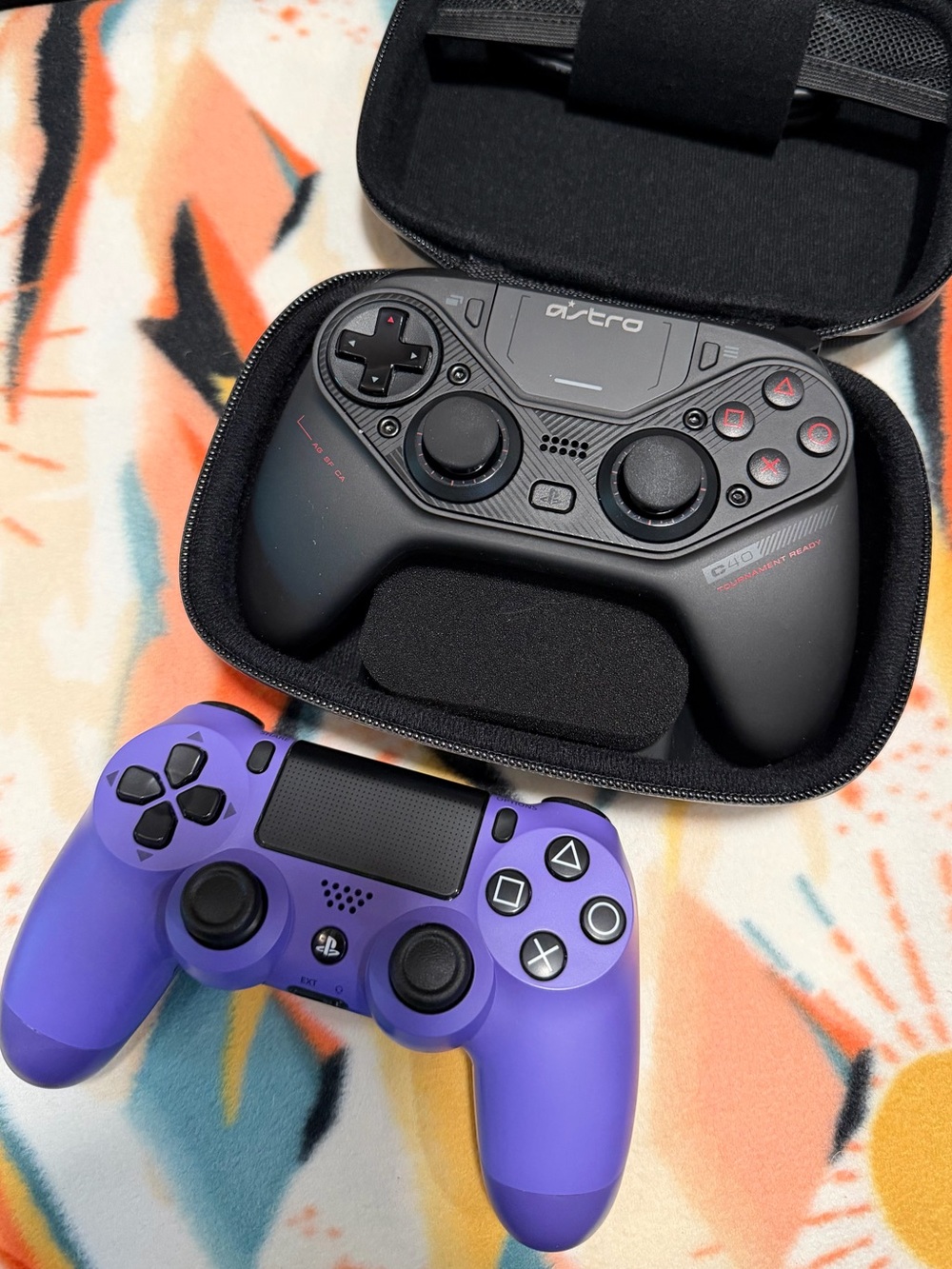 PlayStation - Astr Black Wireless Gaming Controller + Purple Controller